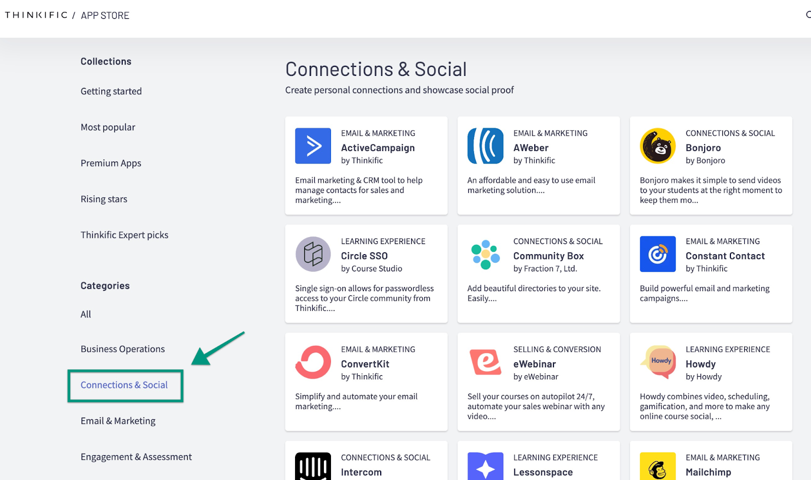 Thinkific's marketing integrations